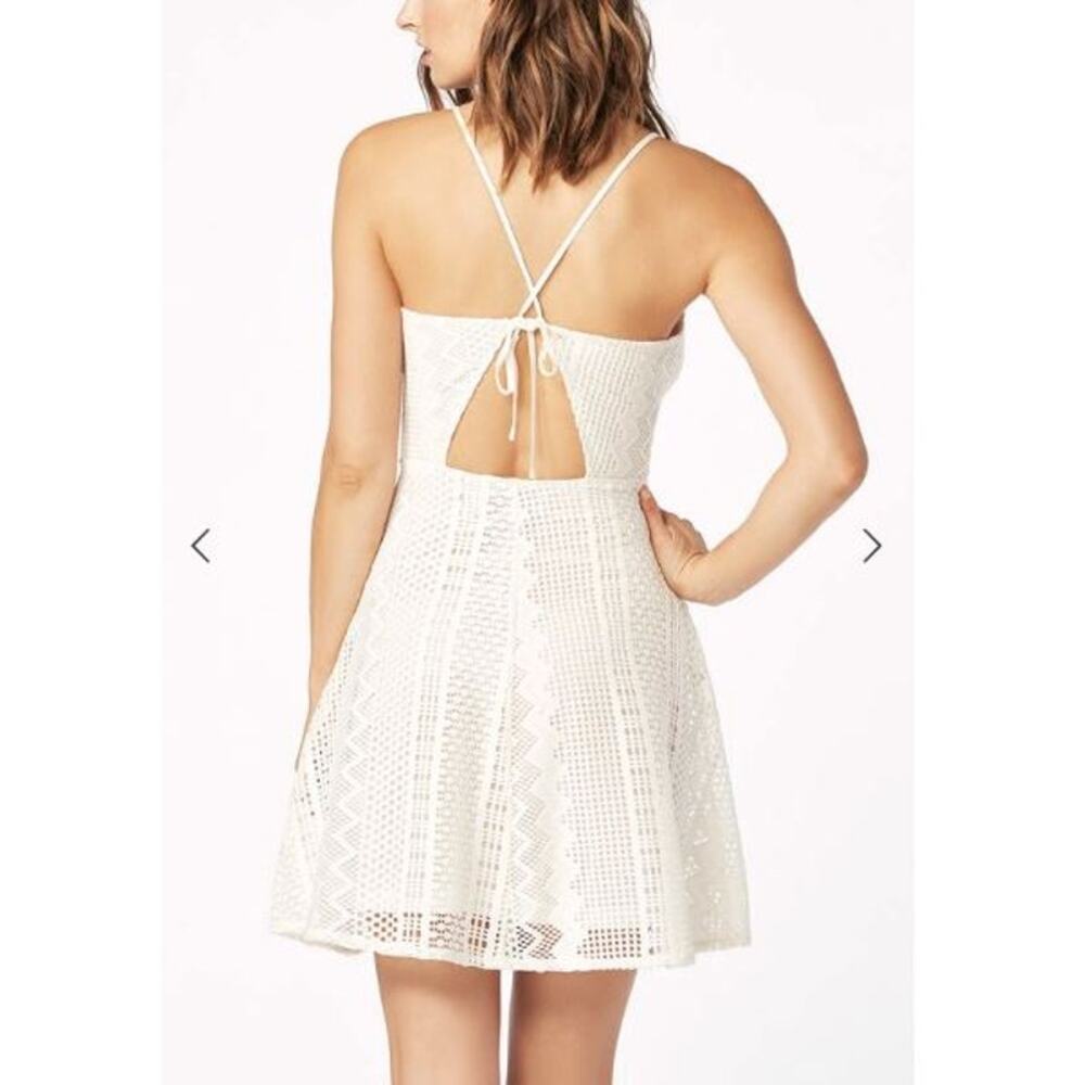 JustFab White Crochet Fit-and-Flare Dress